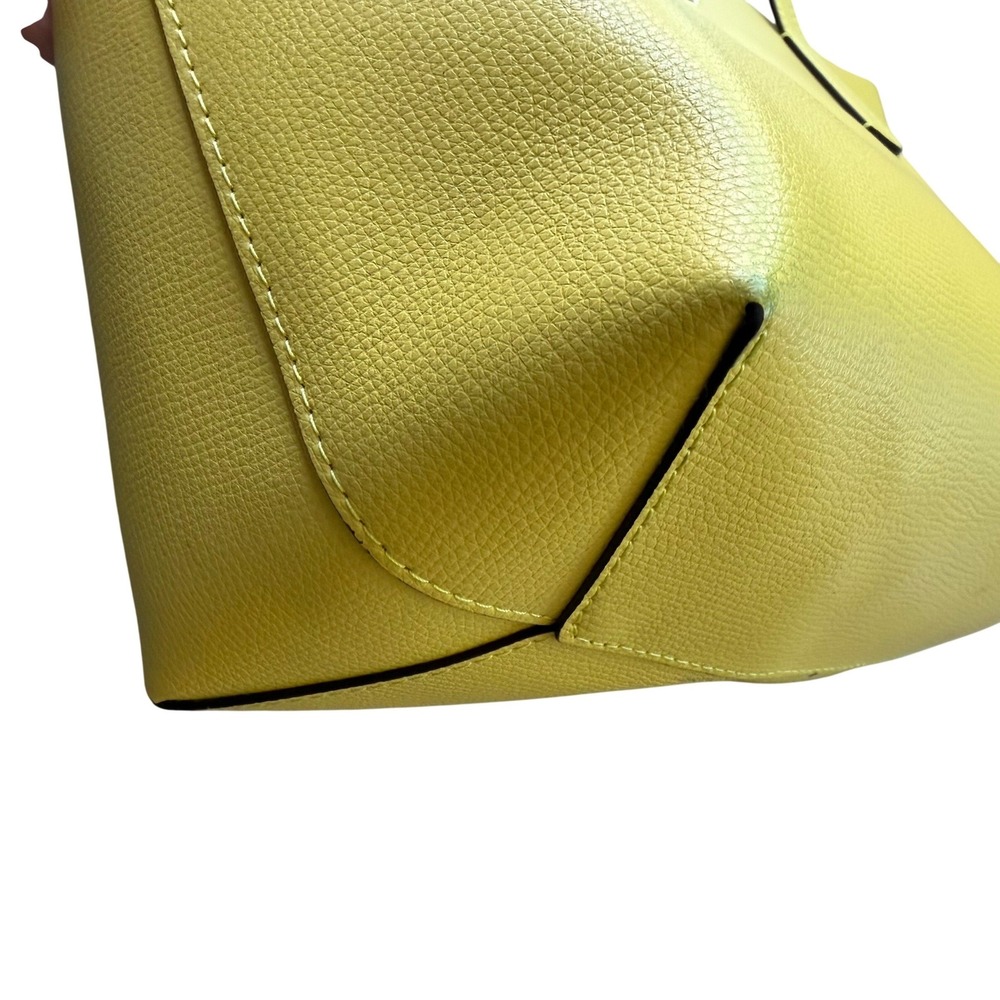 Kate Spade Molly Small Tote Lemon Yellow Grained Leather Shoulder Bag with Pouch - Picture 11 of 15
